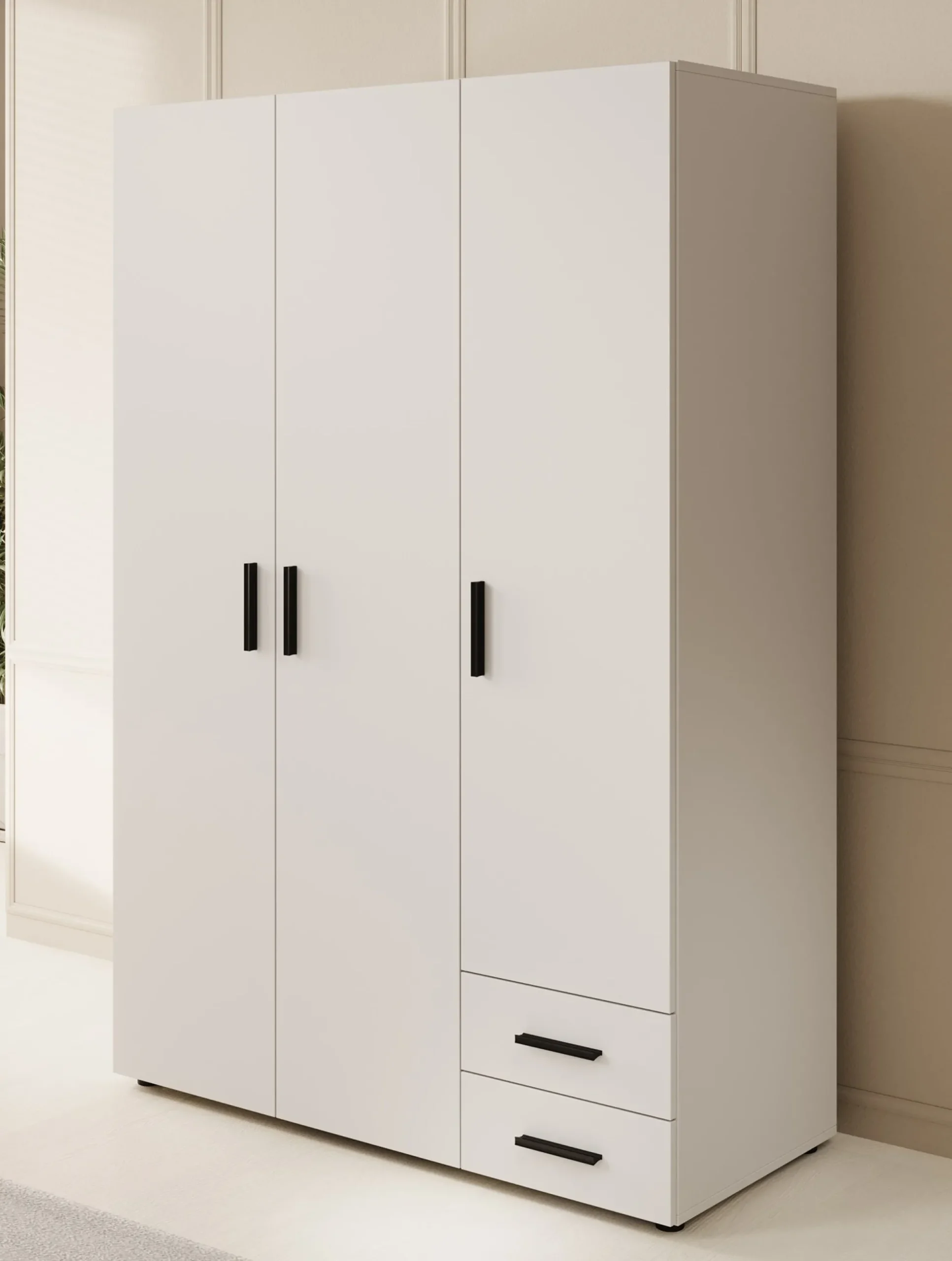 Bellini - Kledingkast 3-deurs - Wit - 120x51x177 cm