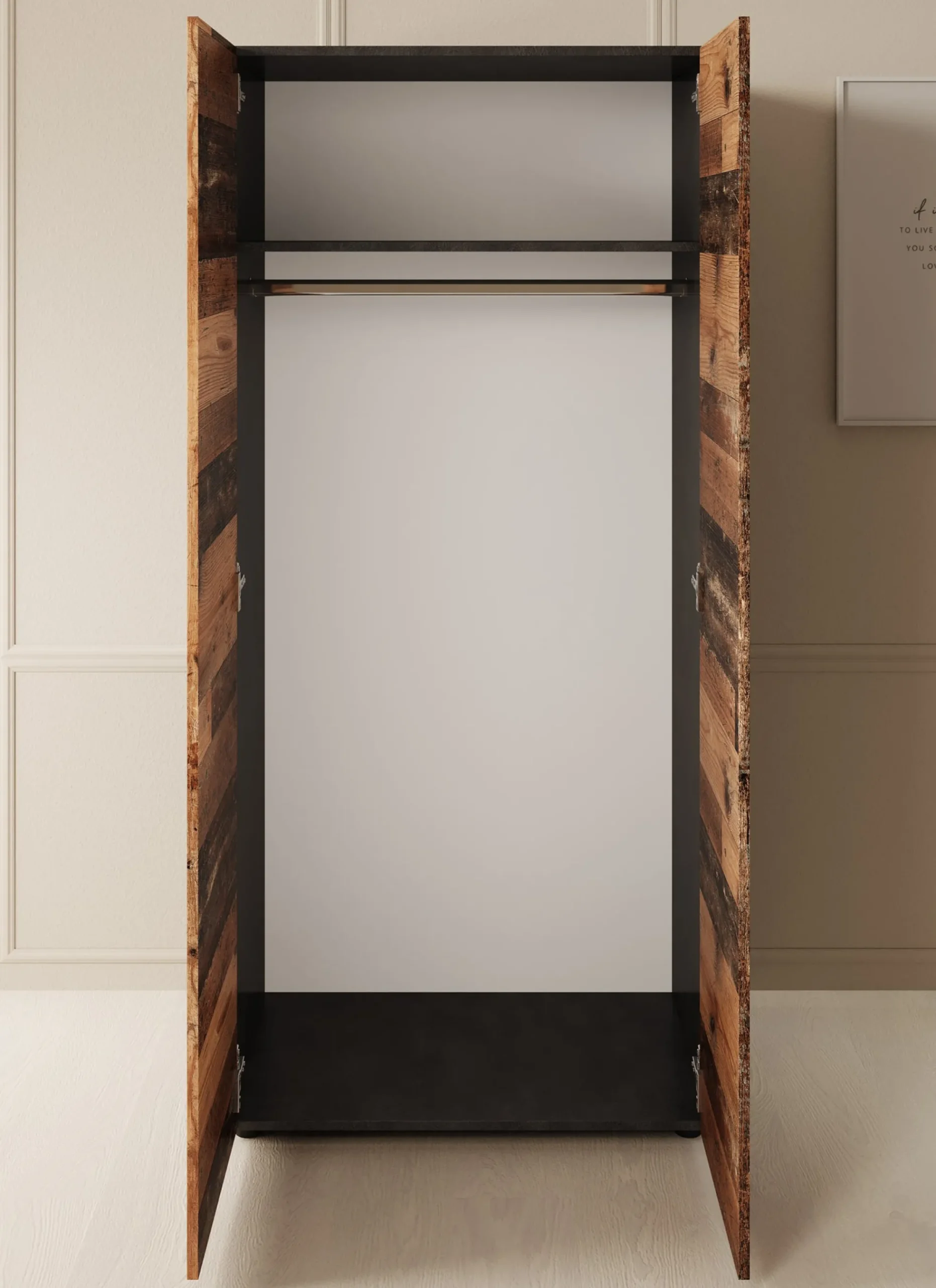 Bellini - Kledingkast 2-deurs - Donker old wood - 80x51x177 cm
