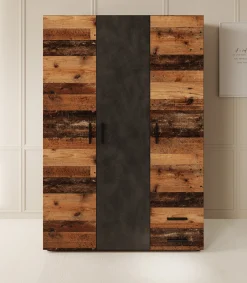 Bellini - Kledingkast 3-deurs - Donker old wood - 120x51x177 cm