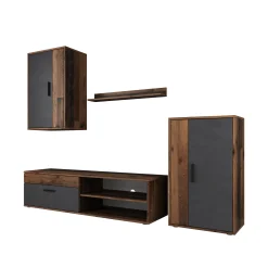 Bellini - Wandmeubel - Grijs/donker old wood - 140x35x39 cm
