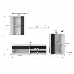 Bellini - Wandmeubel - Grijs/donker old wood - 140x35x39 cm