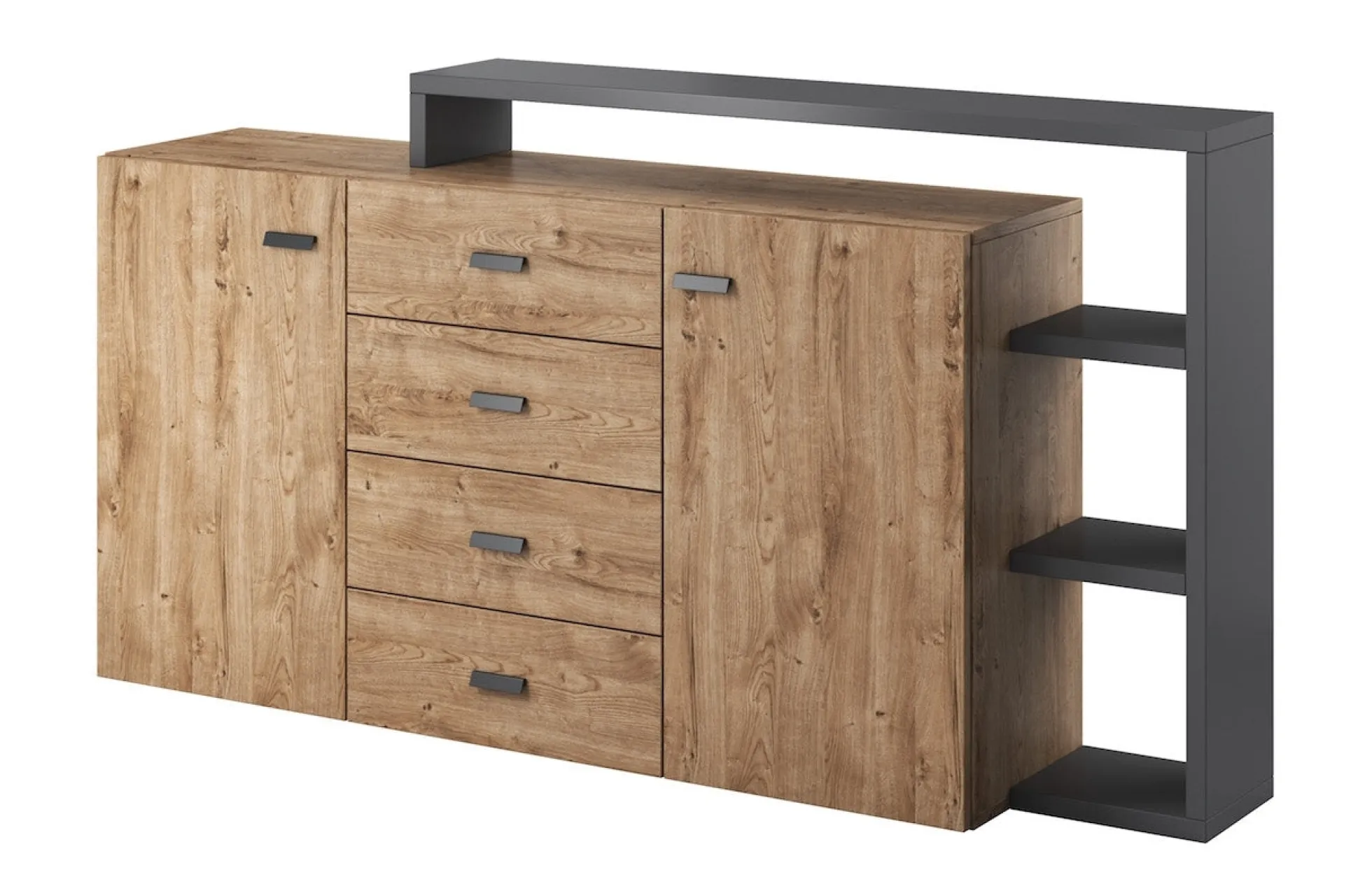 Bello - Dressoir - Eiken/antraciet - 180x38x80 cm