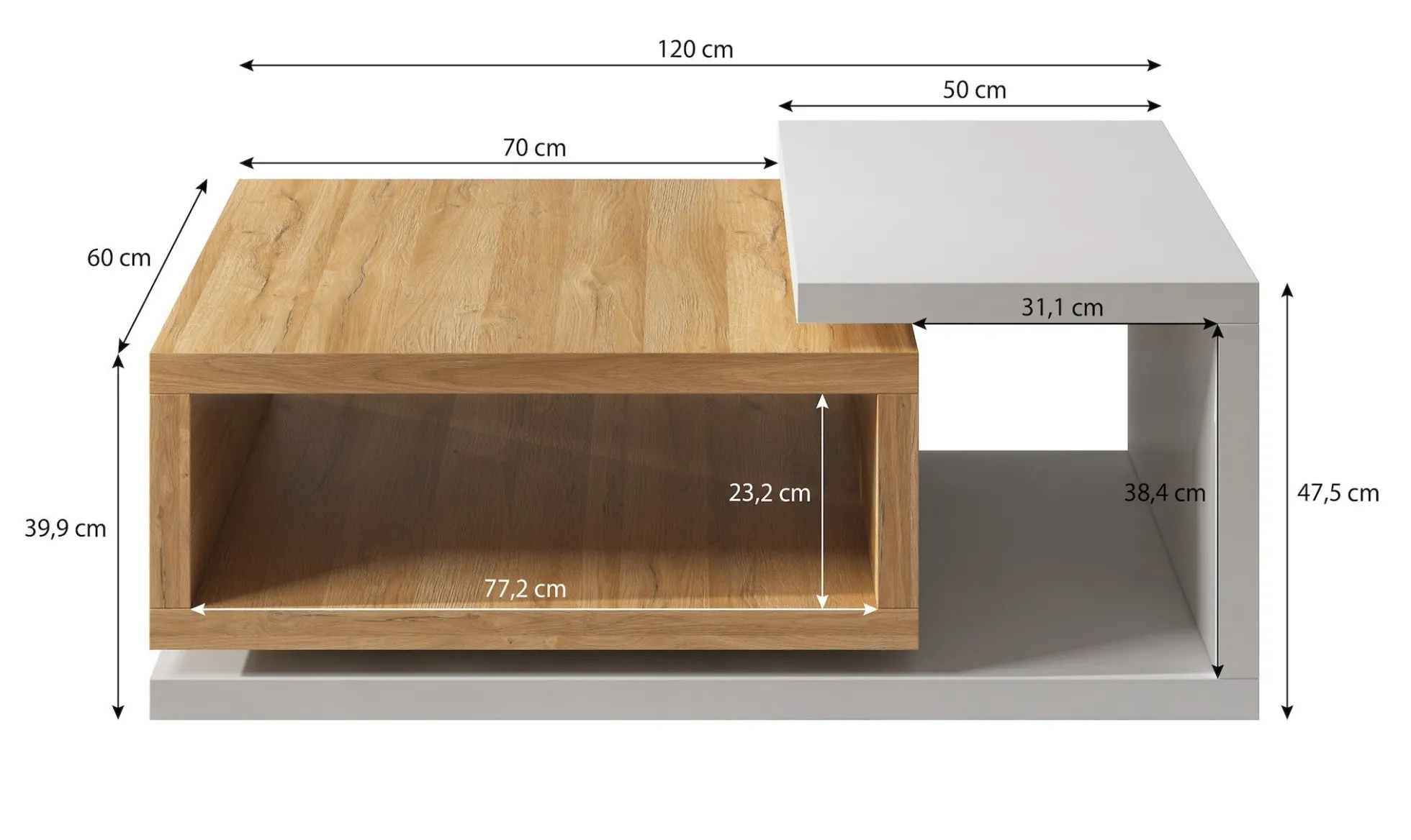 Bello - Salontafel - Betonlook/wit