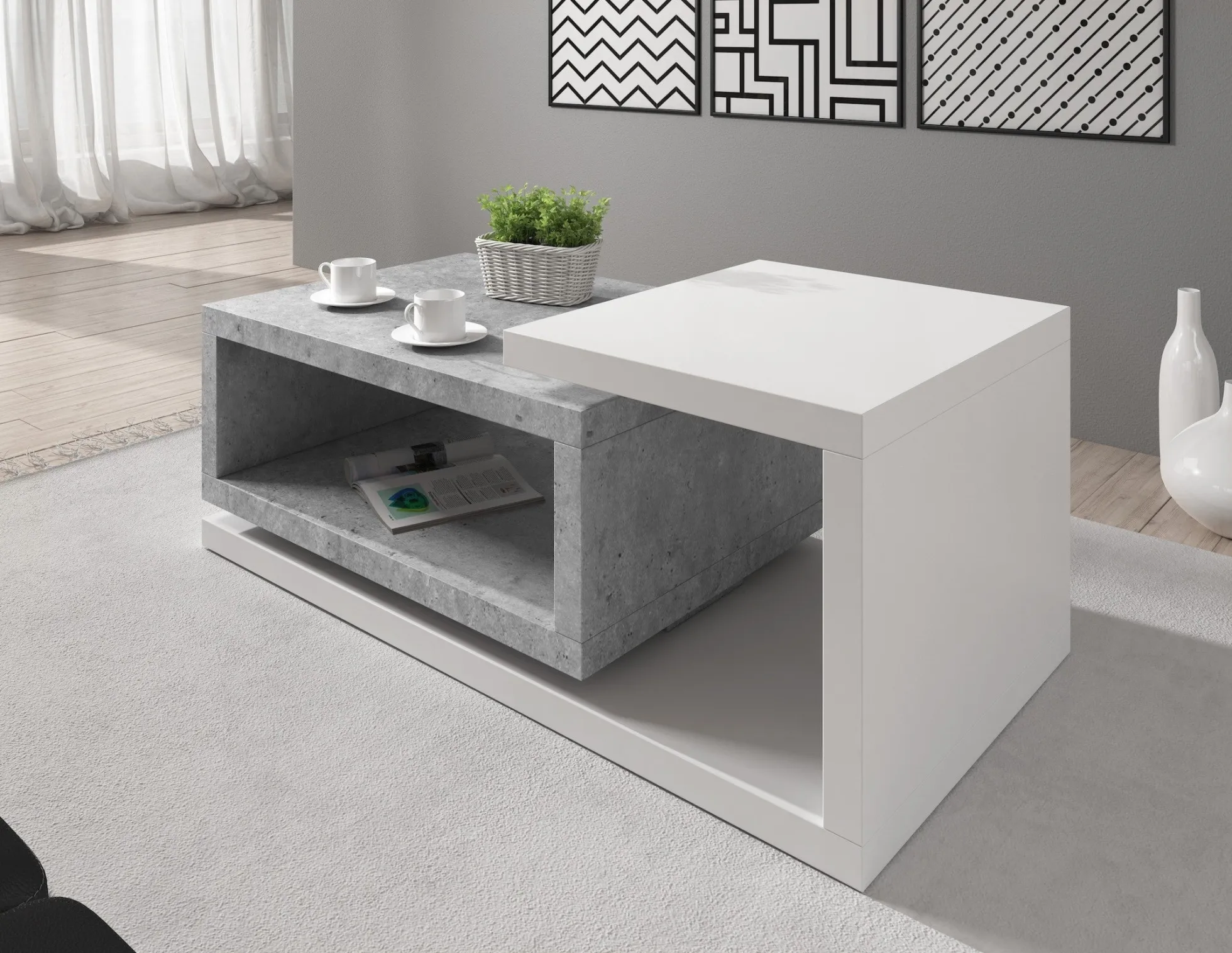 Bello - Salontafel - Betonlook/wit
