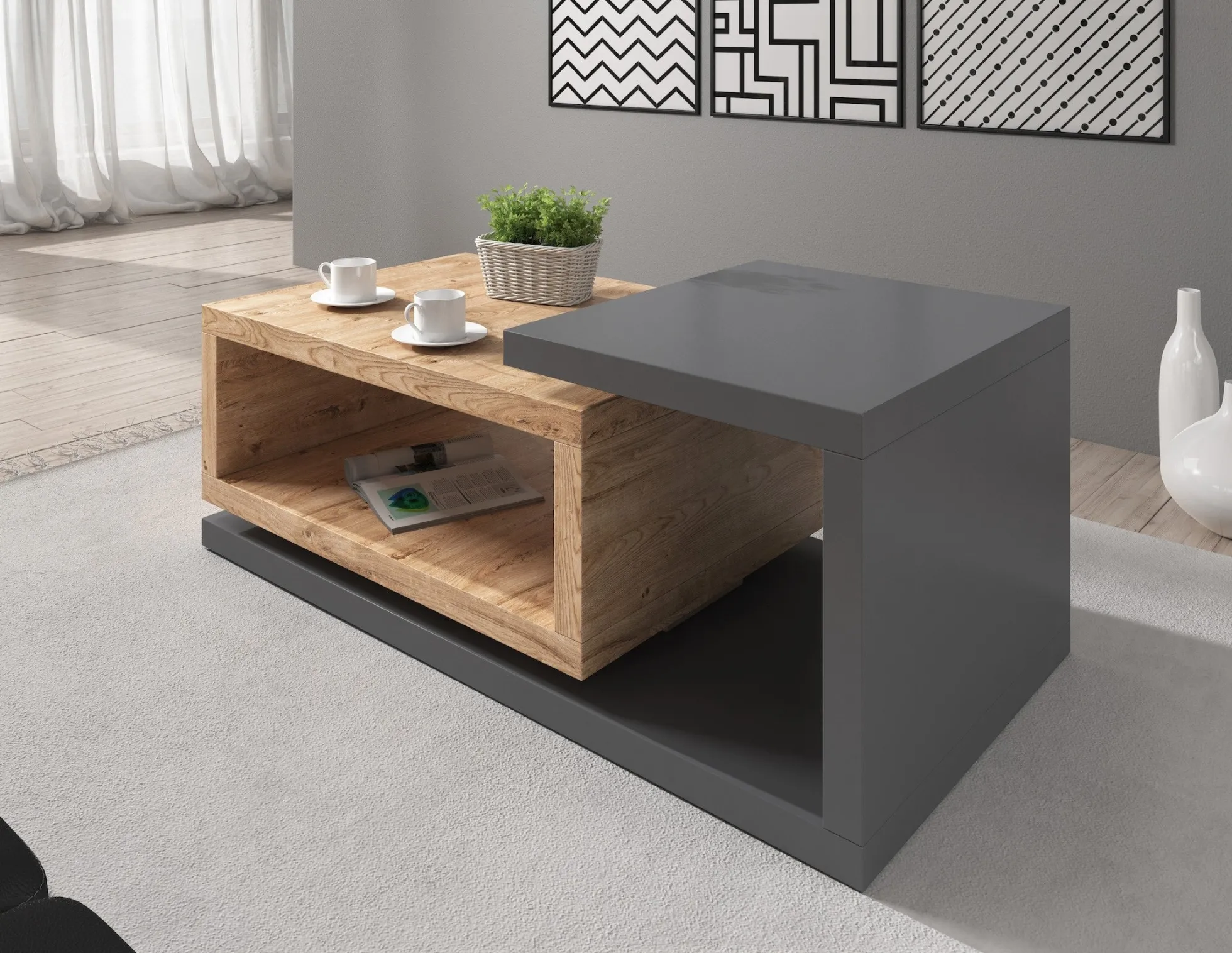Bello - Salontafel - Eiken/antraciet