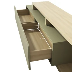 Bello - TV-Meubel - Groen/Eikenpatroon - 219x45x52 cm