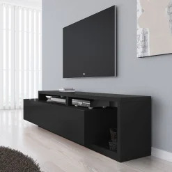 Bello - TV-Meubel - met lade - Mat zwart - 219x45x52 cm