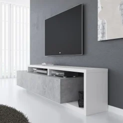 Bello - TV-Meubel met lade - Beton/wit - 219x45x52 cm