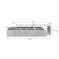 Bello - TV-Meubel met lade - Eiken/antraciet - 219x45x52 cm