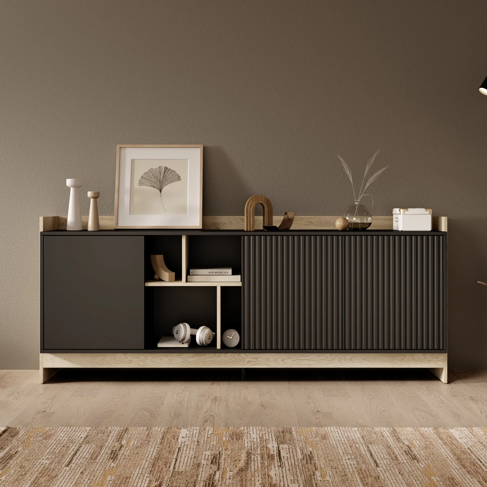 Benz - Dressoir - Zwart - 190x38x78 cm