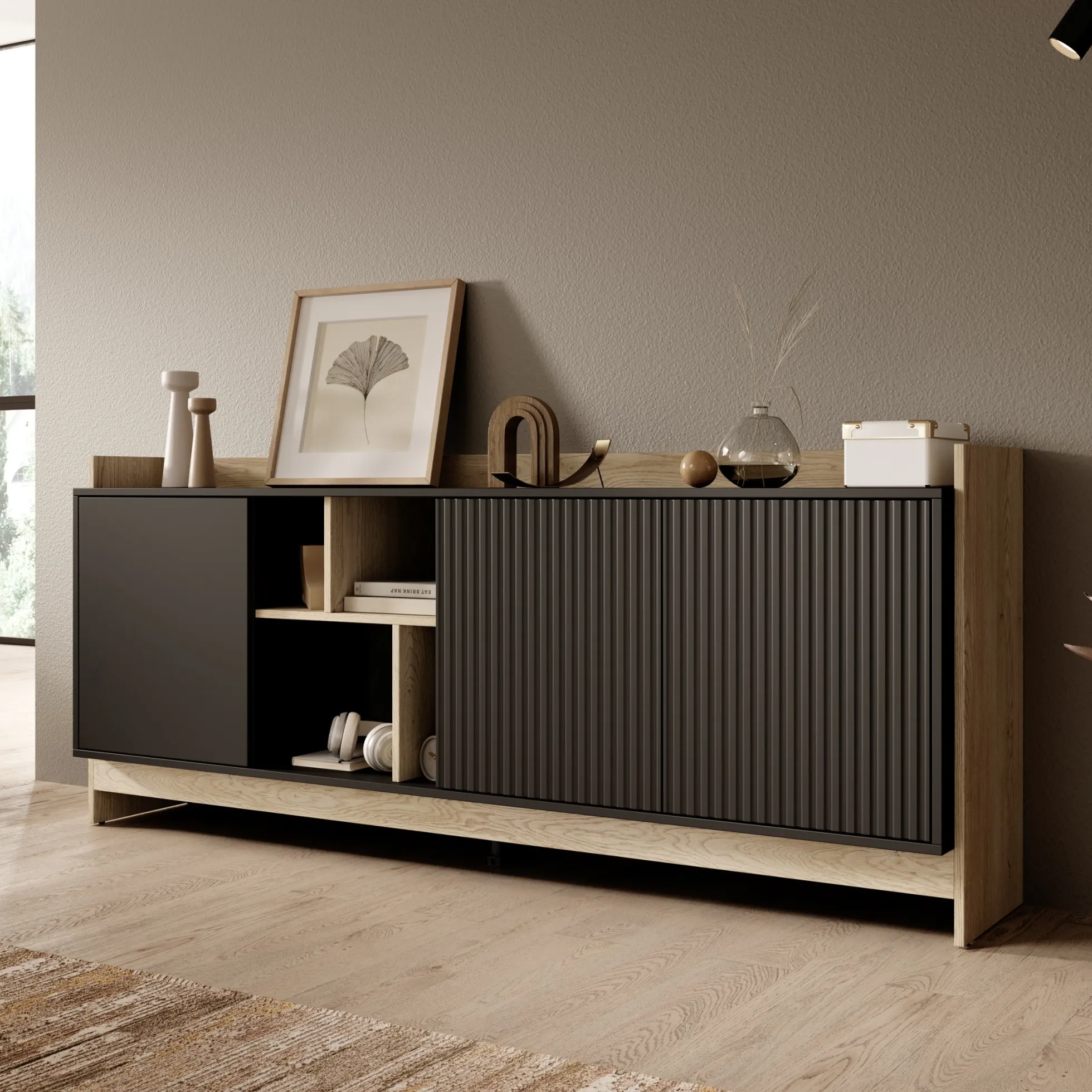 Benz - Dressoir - Zwart - 190x38x78 cm