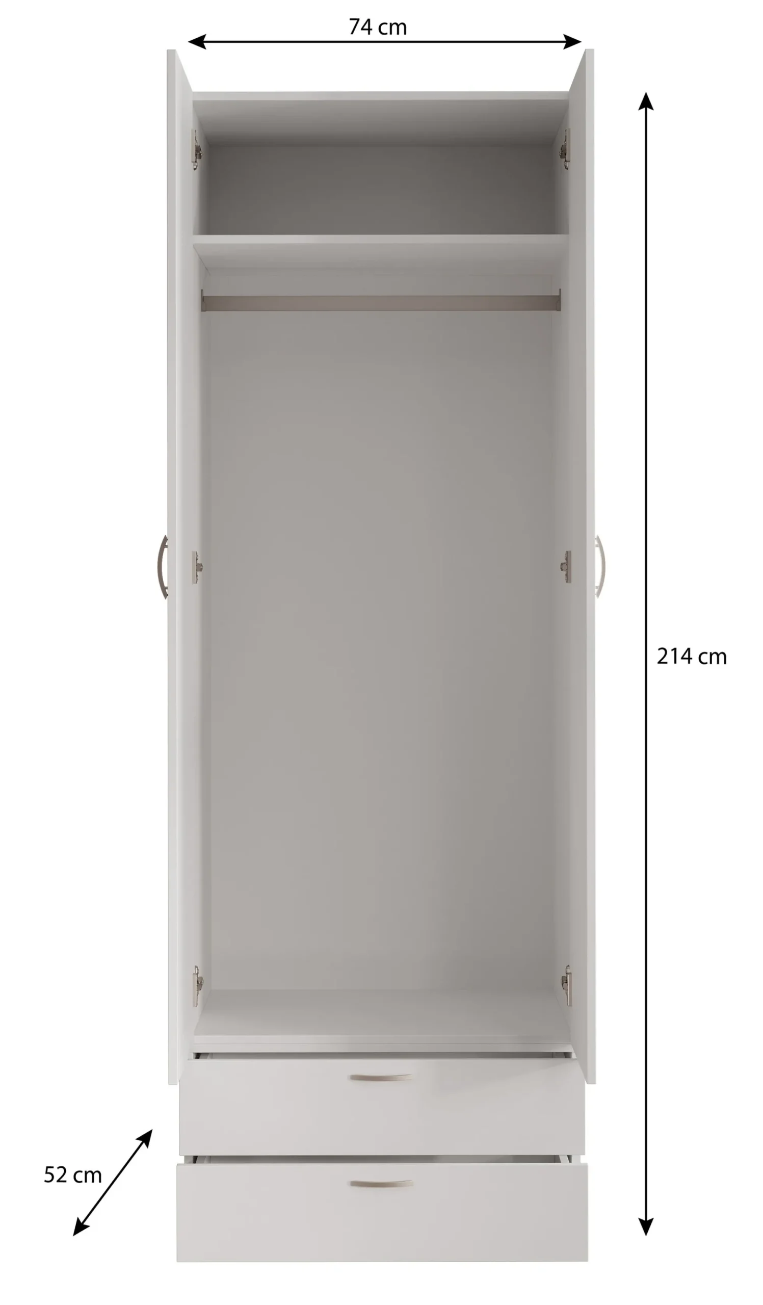 Bernd - Kledingkast - Wit - 74x52x214 cm