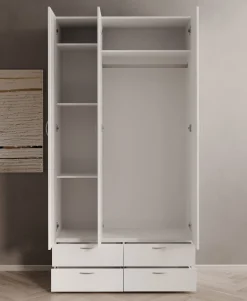 Bernd - Kledingkast - Wit - 111x52x214 cm