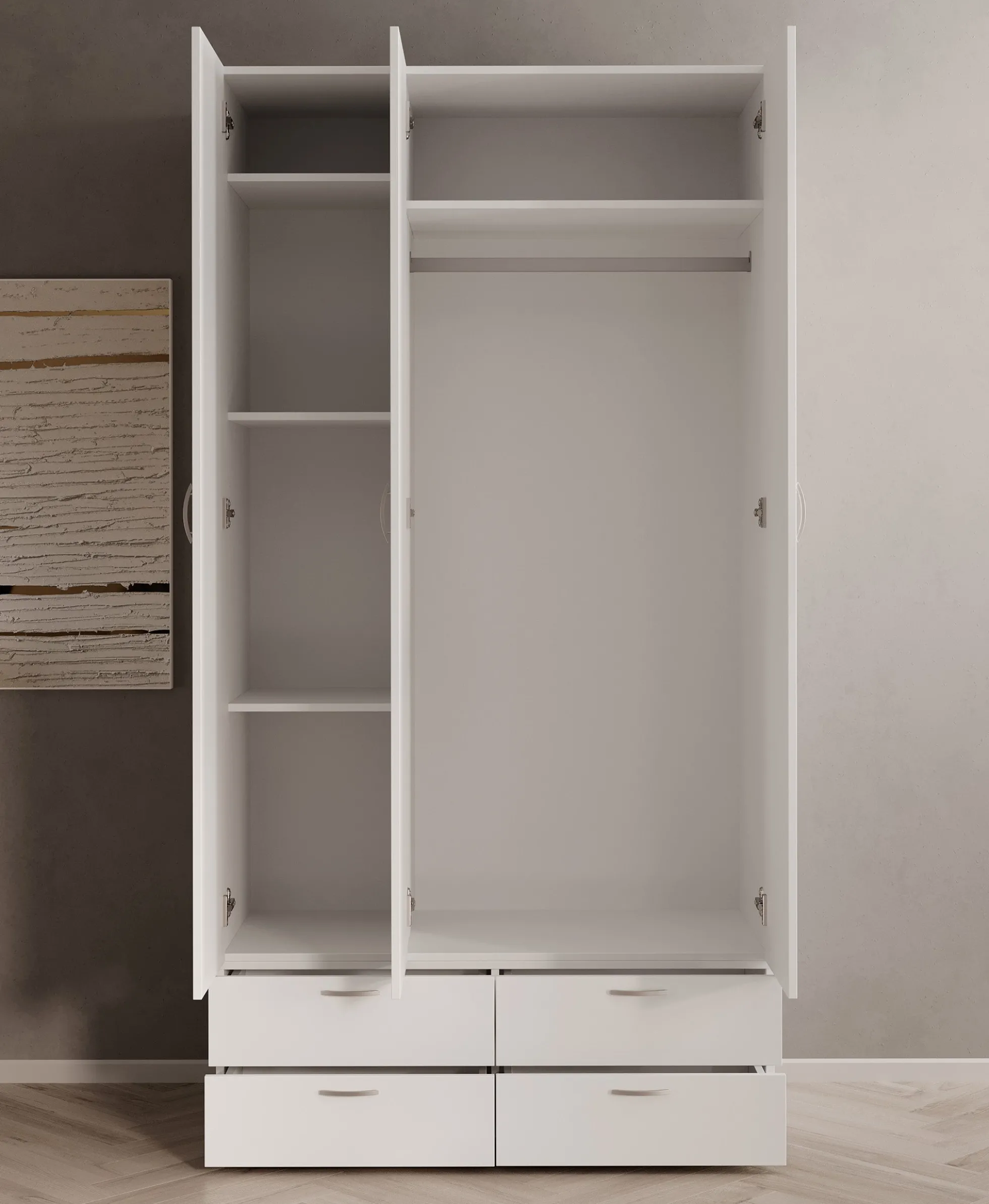 Bernd - Kledingkast - Wit - 111x52x214 cm