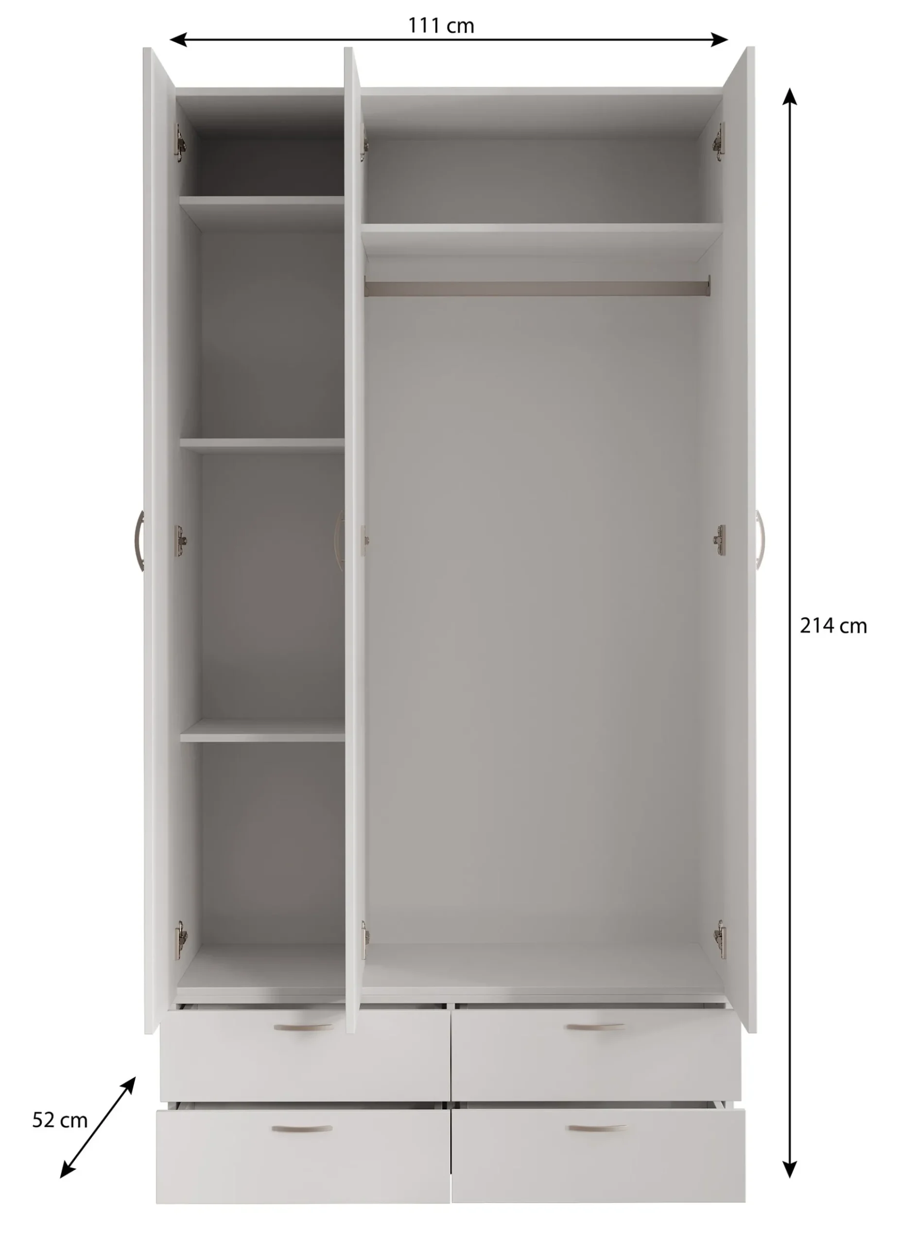 Bernd - Kledingkast - Wit - 111x52x214 cm