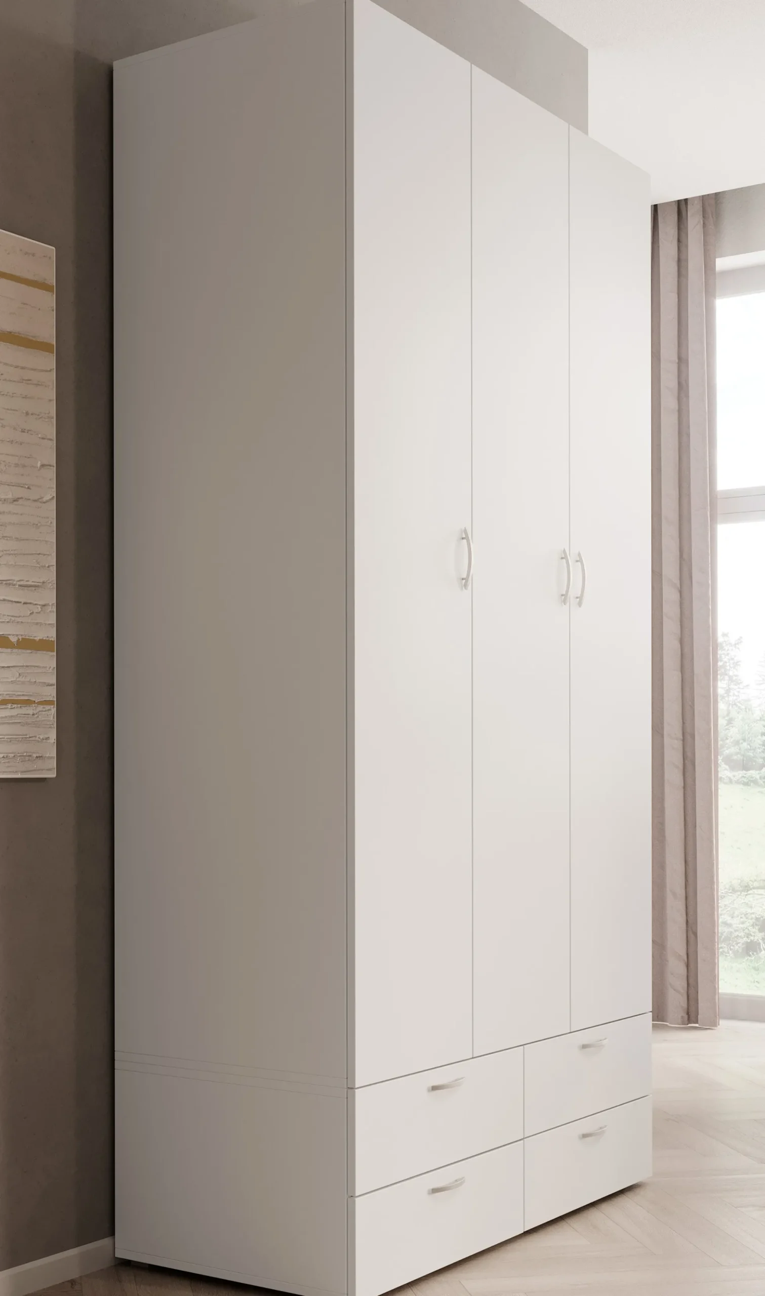 Bernd - Kledingkast - Wit - 111x52x214 cm