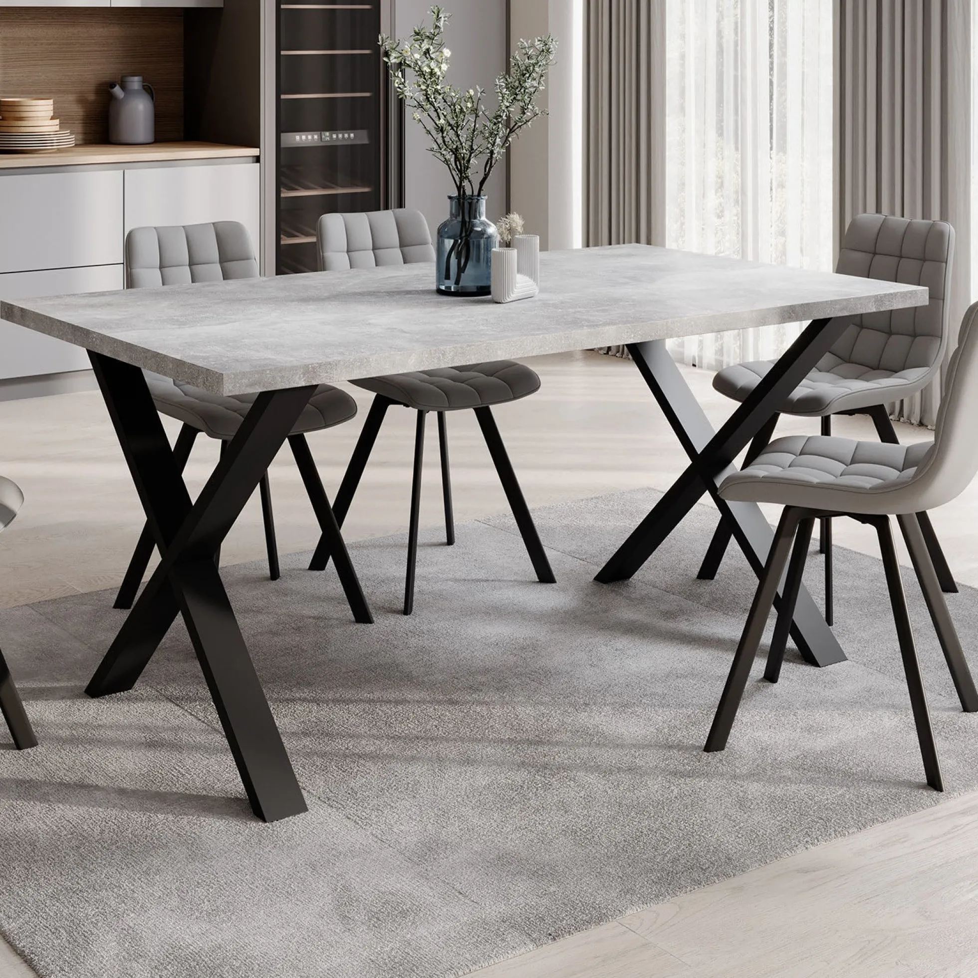 Berry - Eetkamertafel - Betonlook - 160x90x76 cm