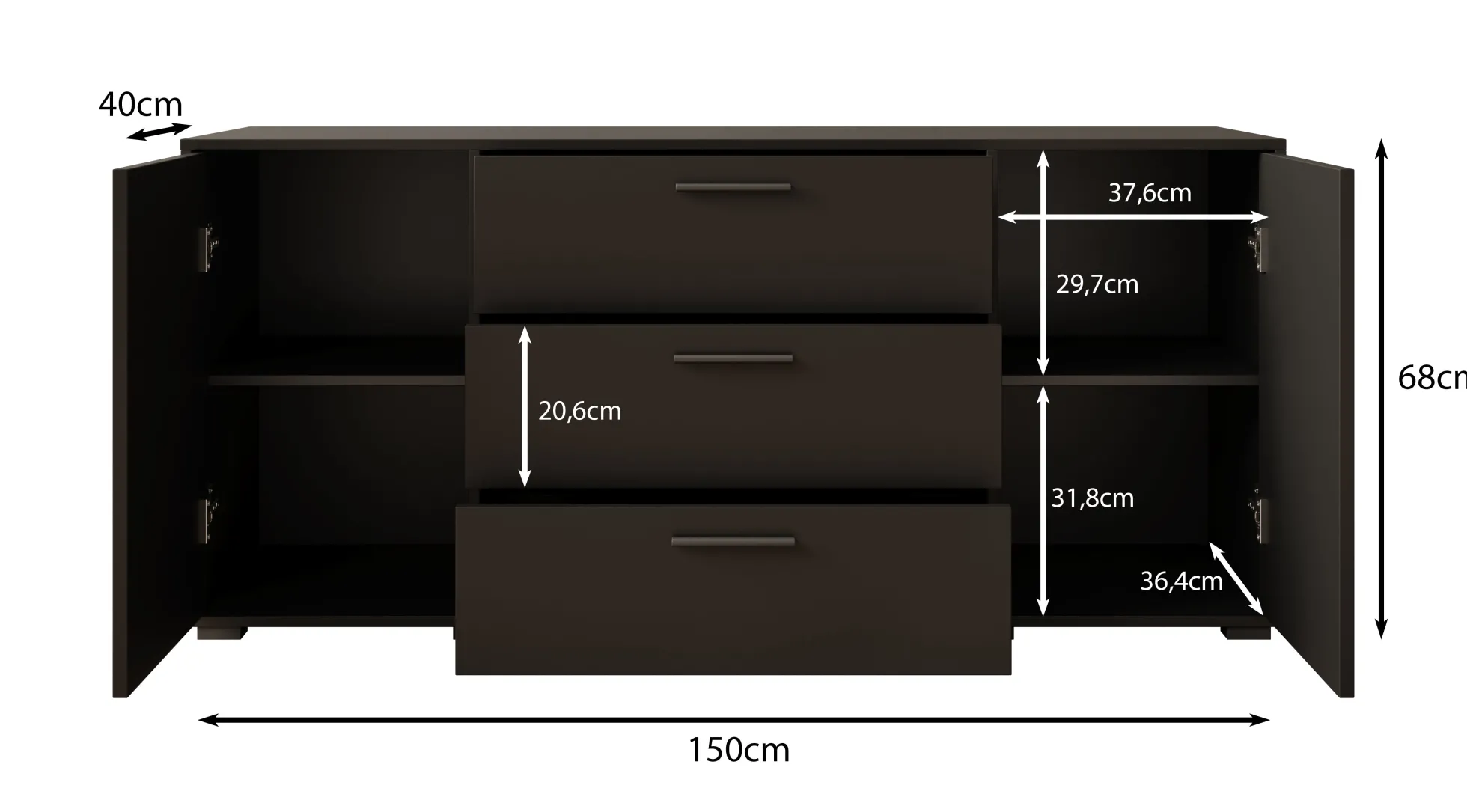 Betty - Dressoir - Eiken - 150x40x68 cm
