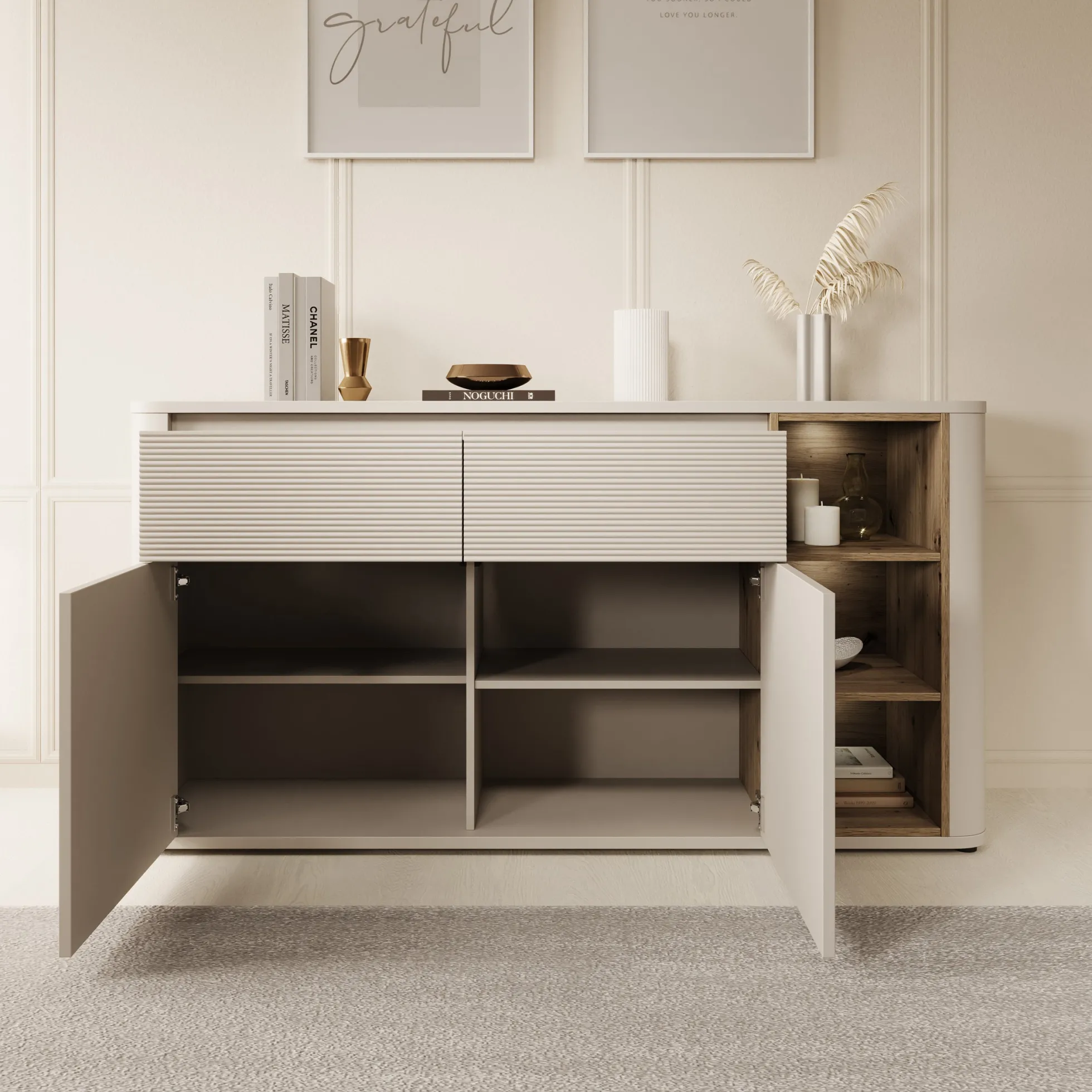 Bijou - Dressoir - Beige - 160x41x83 cm