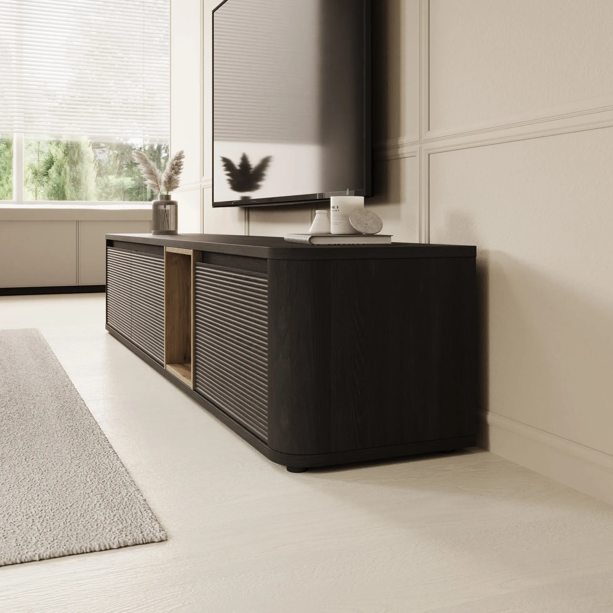 Bijou - TV-Meubel - Zwart - 215x41x42 cm
