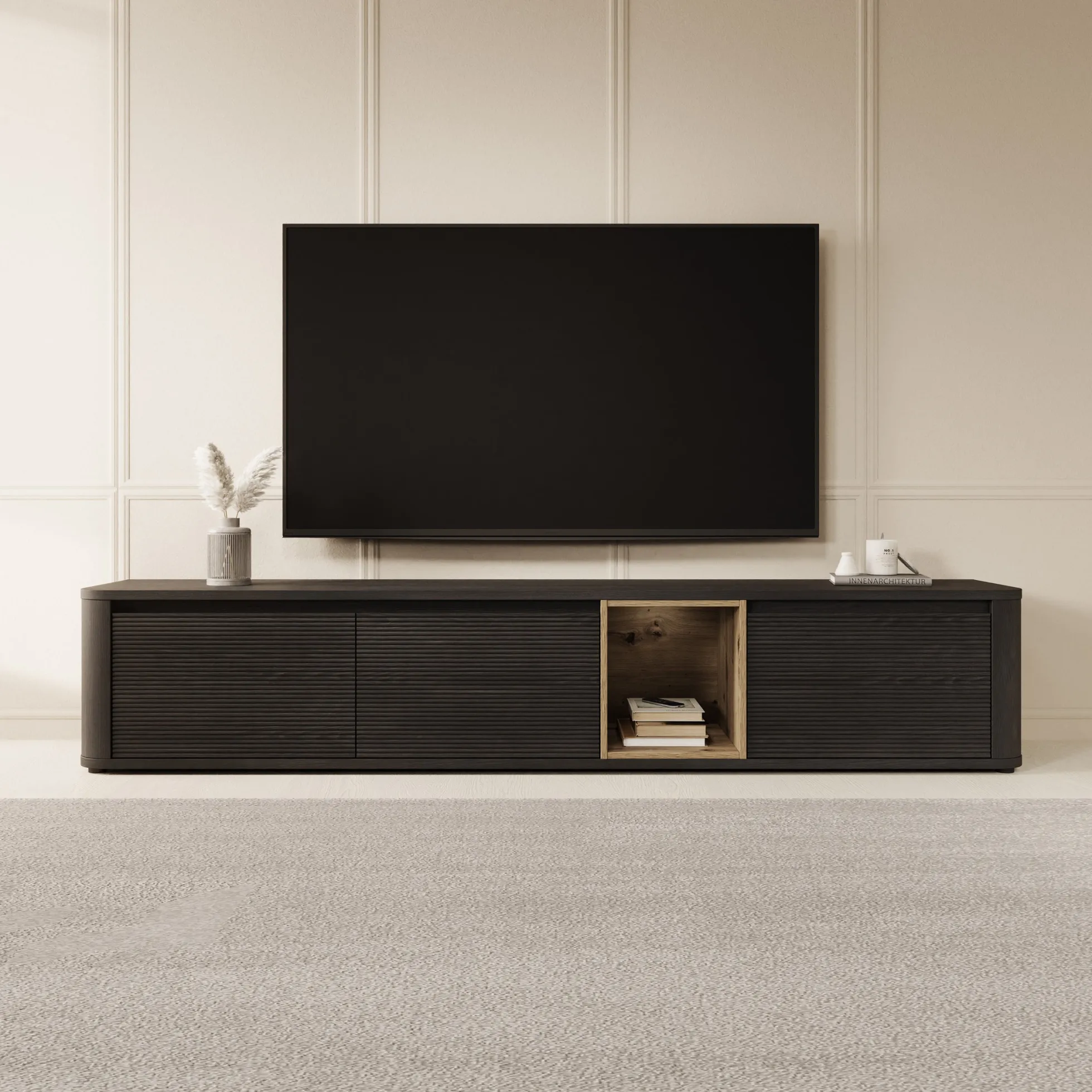 Bijou - TV-Meubel - Zwart - 215x41x42 cm
