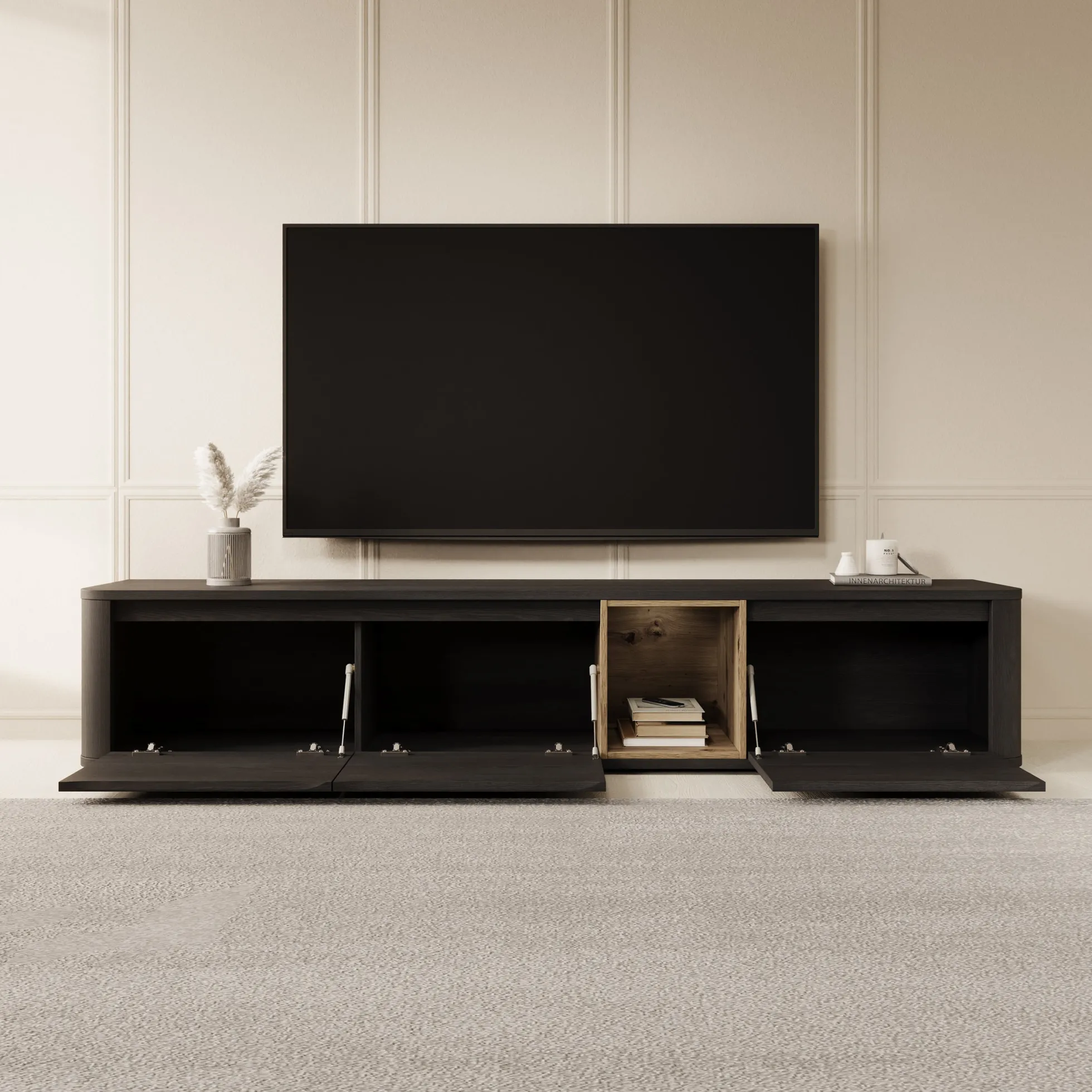 Bijou - TV-Meubel - Zwart - 215x41x42 cm