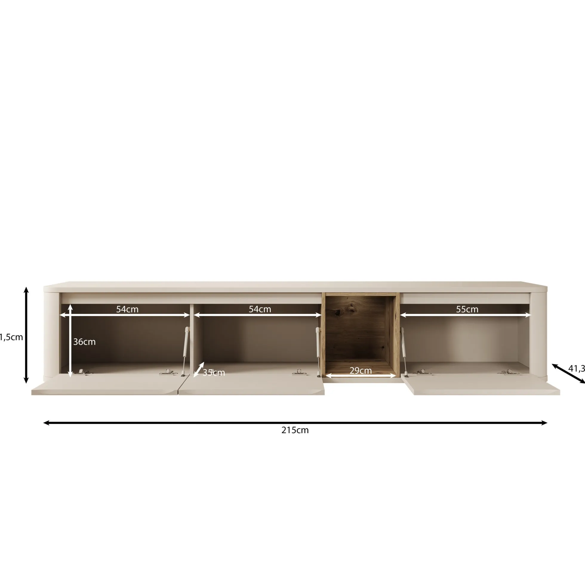 Bijou - TV-Meubel - Zwart - 215x41x42 cm