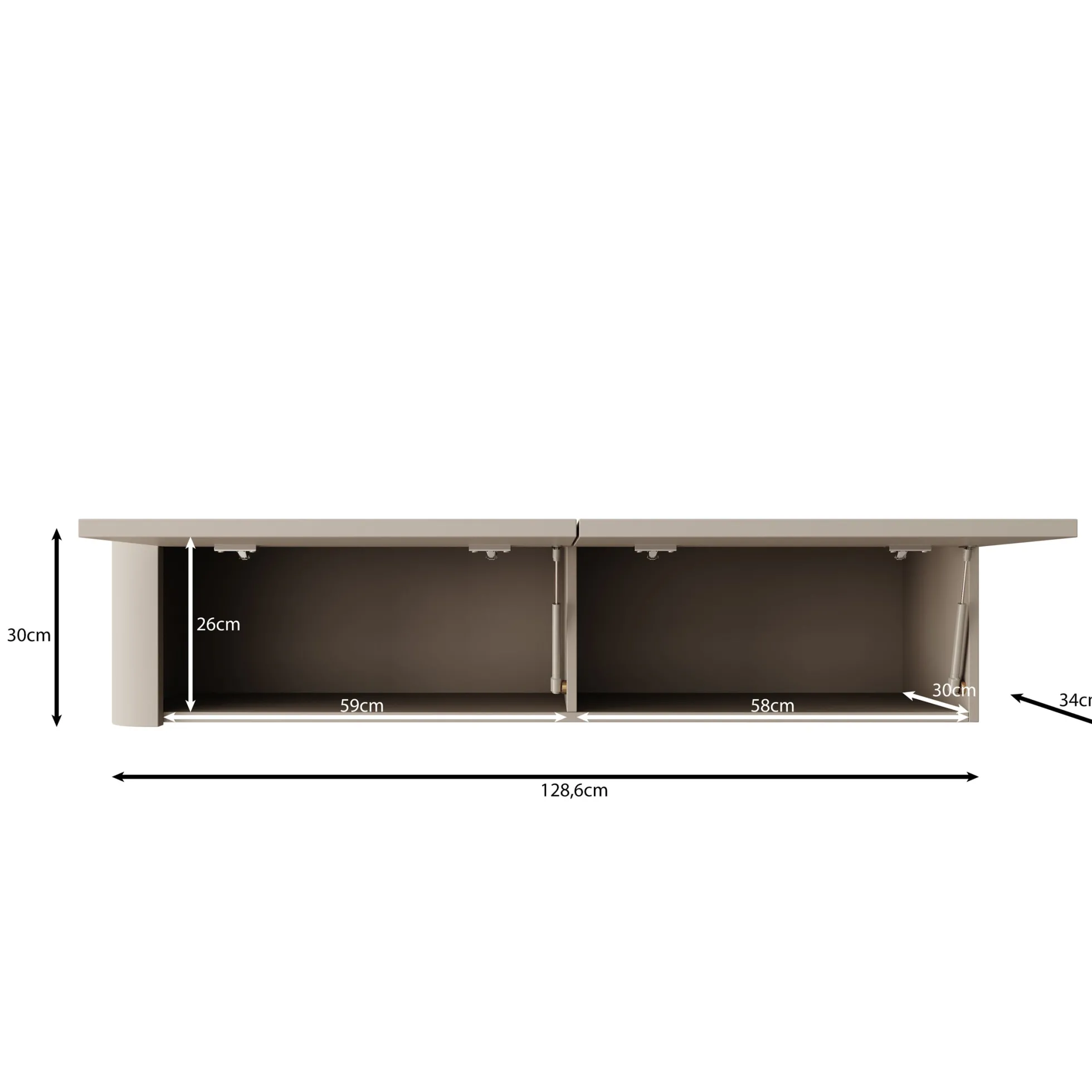 Bijou - Wandkast - Beige - 129x34x30 cm