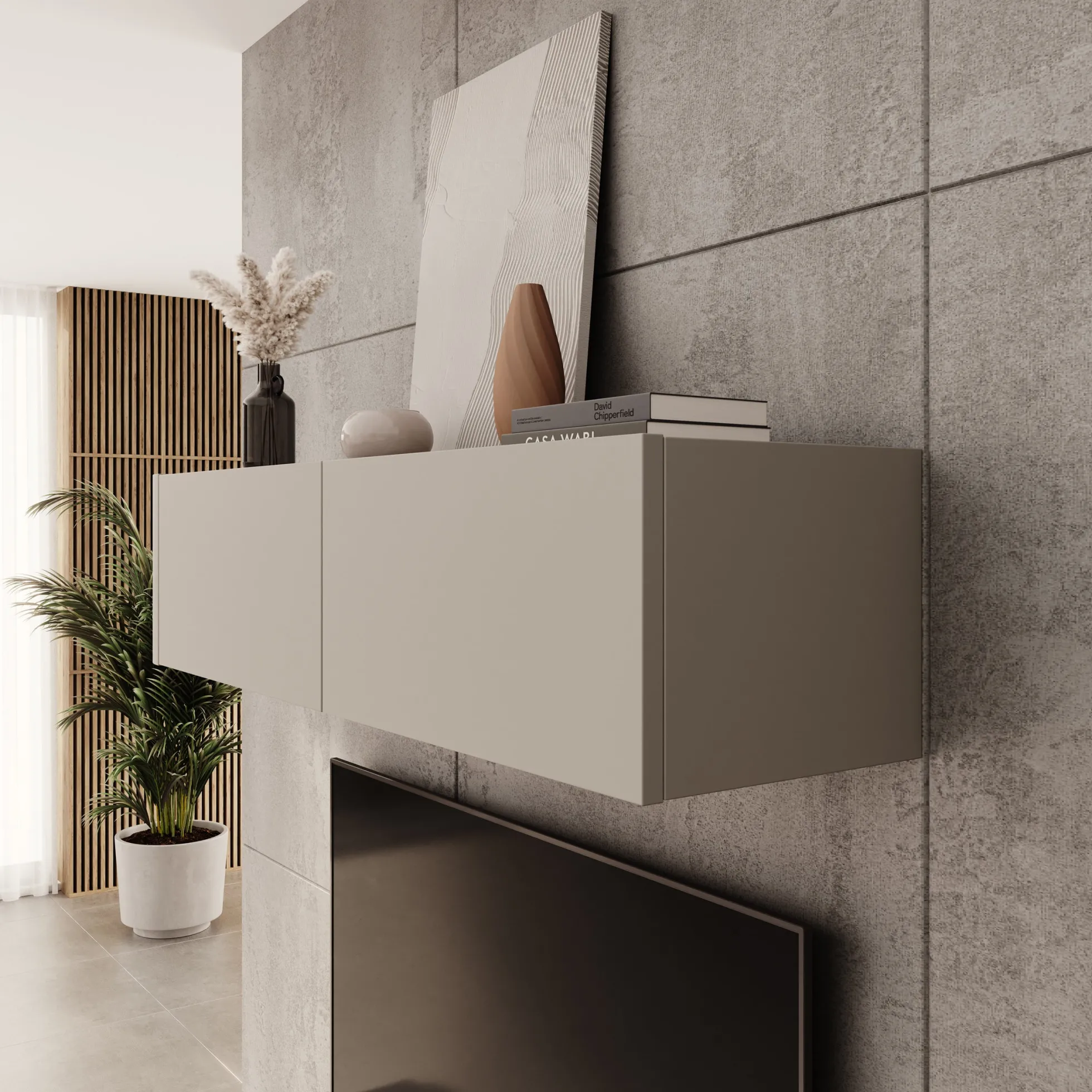 Bijou - Wandkast - Beige - 129x34x30 cm