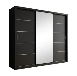 Blake - Kledingkast met schuifdeuren - Zwart - 250x62x215 cm