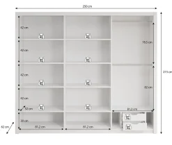 Blake - Kledingkast met schuifdeuren - Zwart - 250x62x215 cm