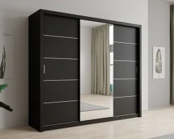 Blake - Kledingkast met schuifdeuren - Zwart - 250x62x215 cm
