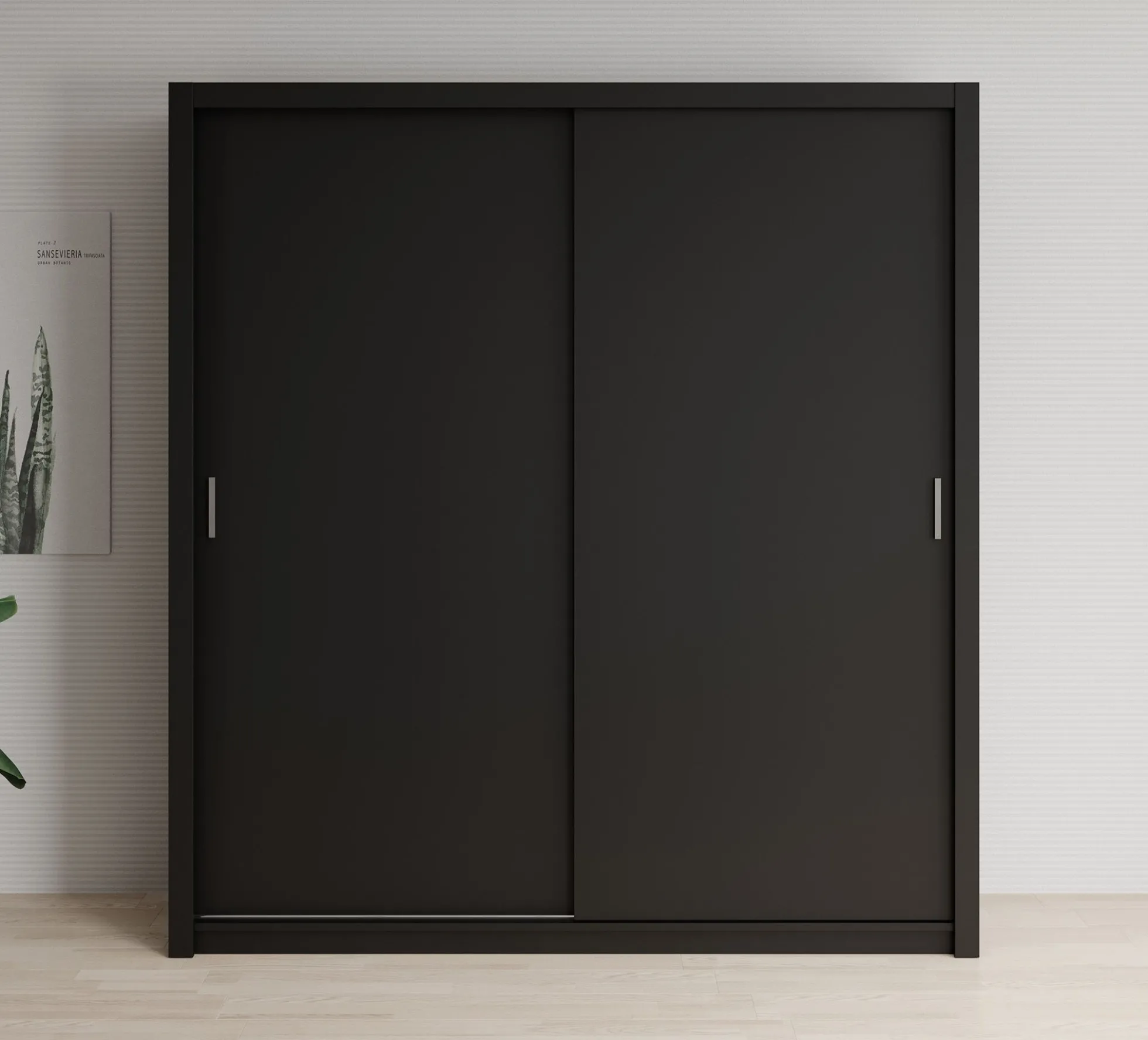 Blake - Kledingkast met schuifdeuren - Zwart - 200x62x215 cm