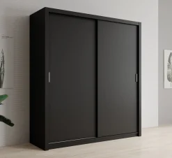 Blake - Kledingkast met schuifdeuren - Zwart - 200x62x215 cm