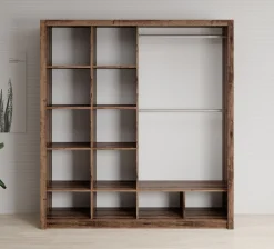 Blake - Kledingkast met schuifdeuren - Donker eiken - 200x62x215 cm