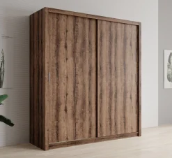 Blake - Kledingkast met schuifdeuren - Donker eiken - 200x62x215 cm