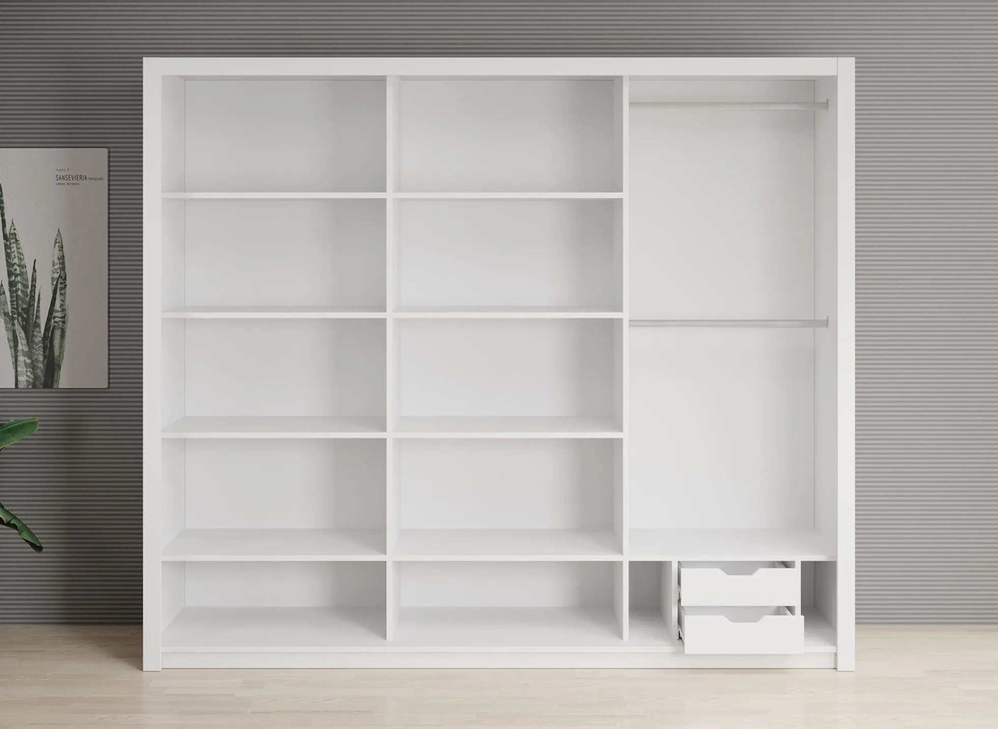 Blake - Kledingkast met schuifdeuren - Wit - 250x62x215 cm