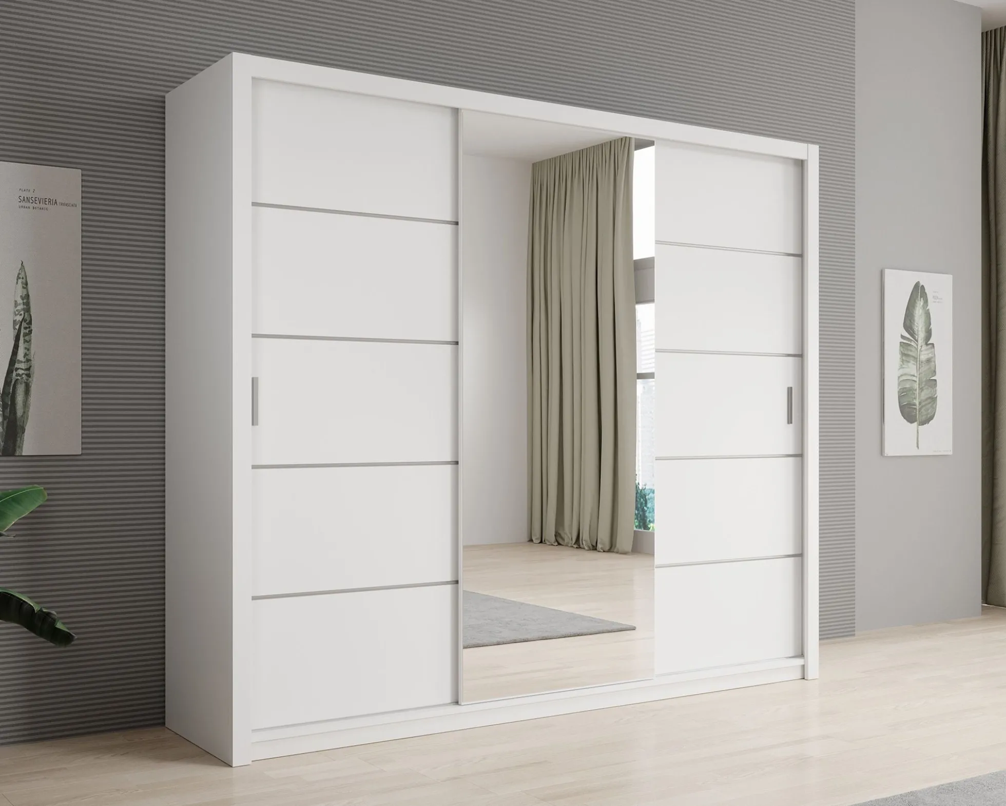Blake - Kledingkast met schuifdeuren - Wit - 250x62x215 cm