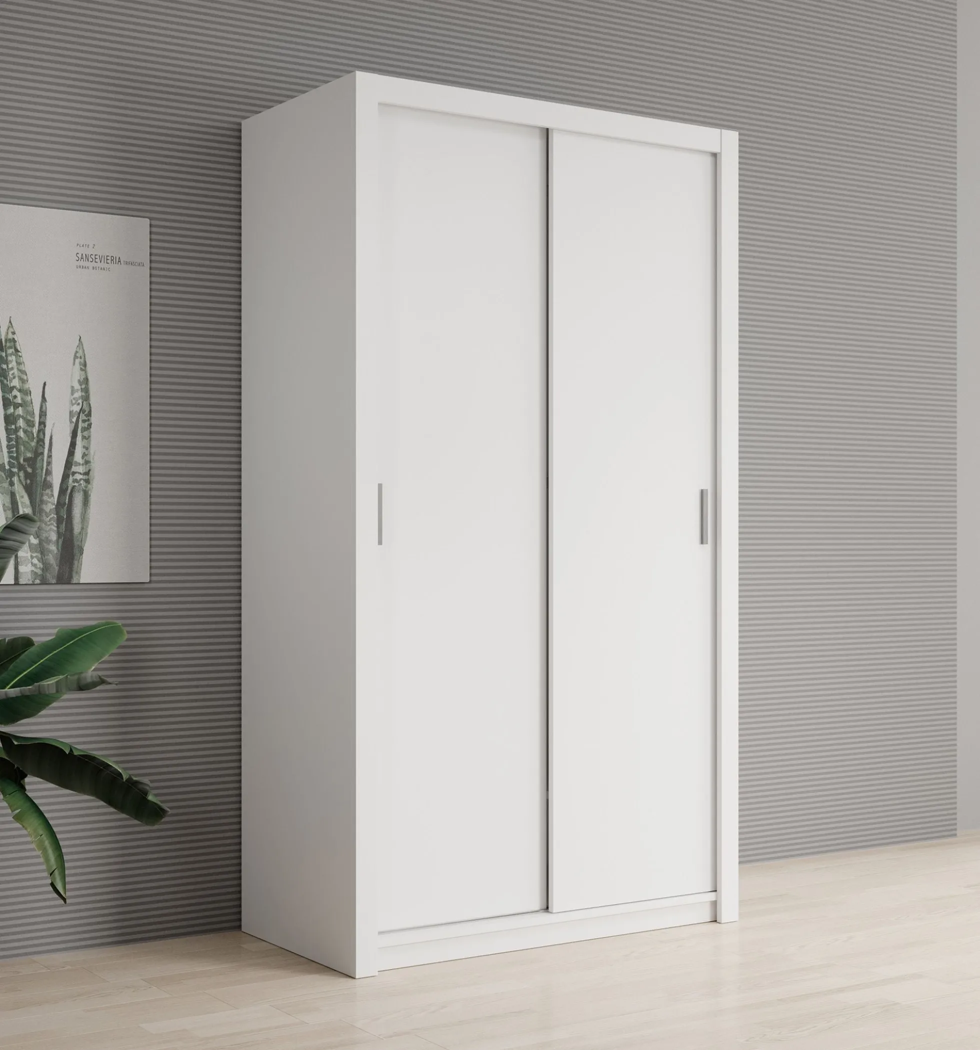 Blake - Kledingkast met schuifdeuren - Wit - 120x62x215 cm