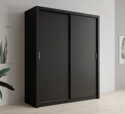 Blake - Kledingkast met schuifdeuren - Zwart - 180x62x215 cm