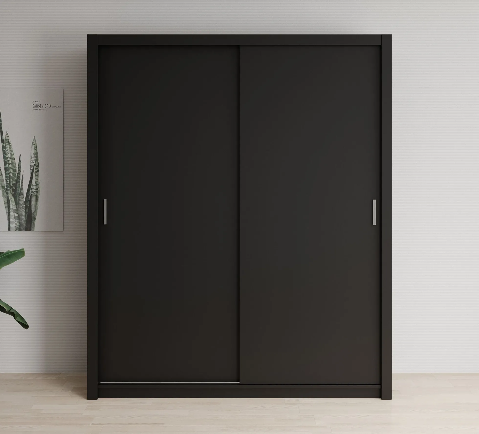 Blake - Kledingkast met schuifdeuren - Zwart - 180x62x215 cm