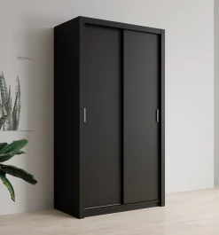 Blake - Kledingkast met schuifdeuren - Zwart - 120x62x215 cm