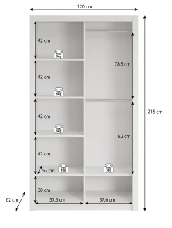 Blake - Kledingkast met schuifdeuren - Zwart - 120x62x215 cm