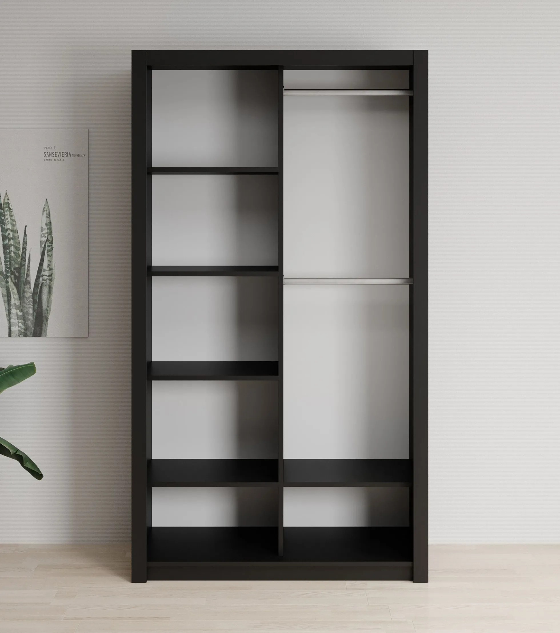 Blake - Kledingkast met schuifdeuren - Zwart - 120x62x215 cm
