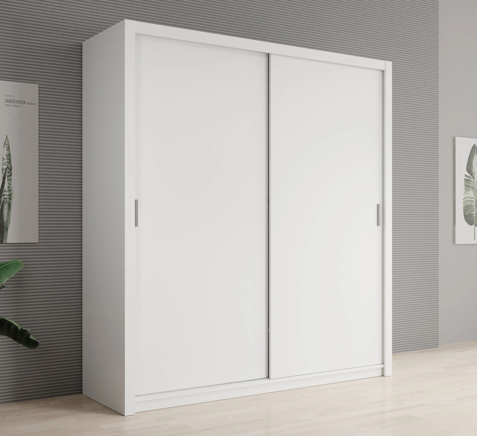 Blake - Kledingkast met schuifdeuren - Wit - 200x62x215 cm