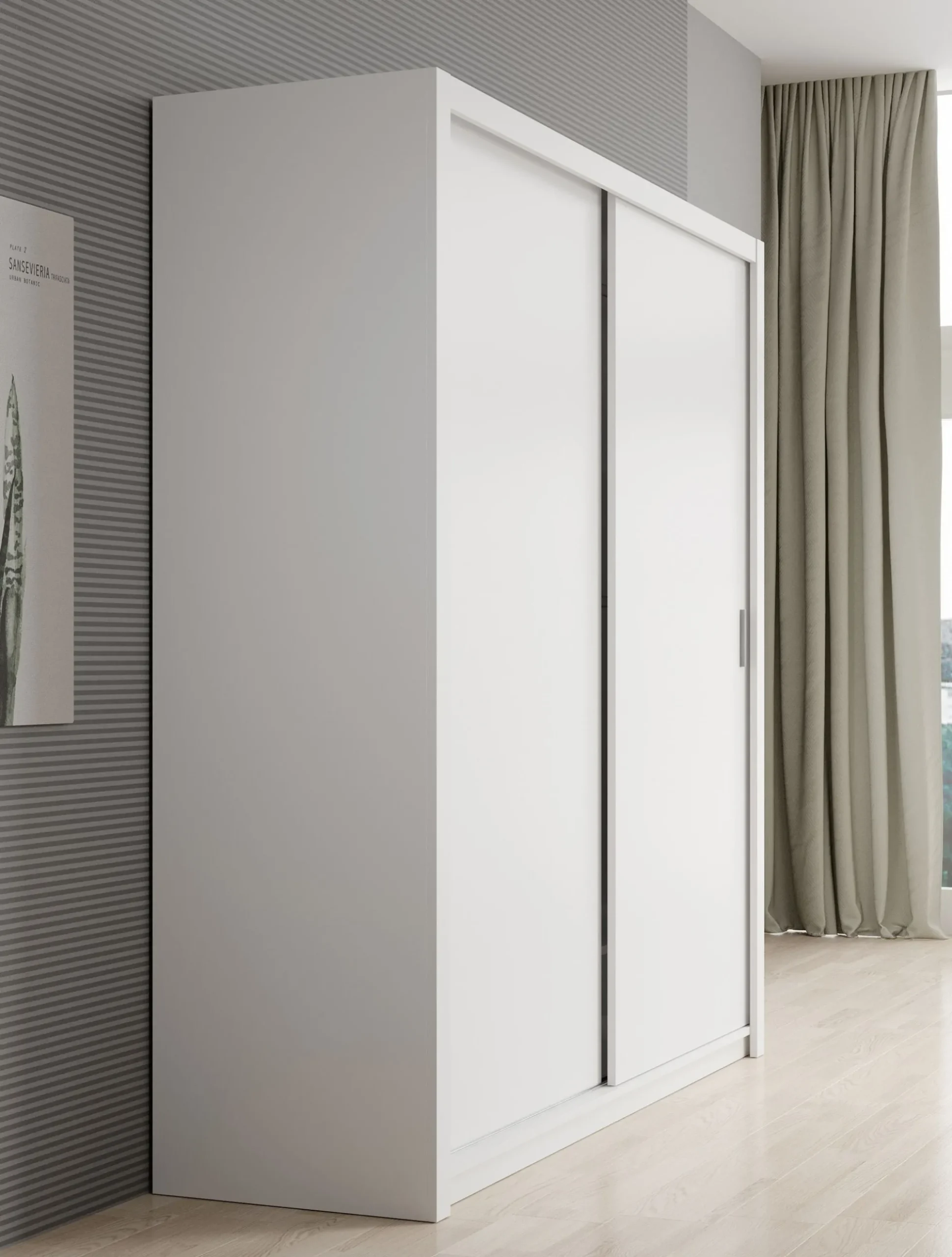 Blake - Kledingkast met schuifdeuren - Wit - 200x62x215 cm