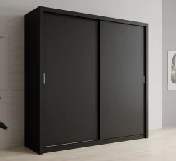 Blake - Kledingkast met schuifdeuren - Zwart - 220x62x215 cm