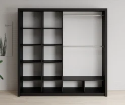 Blake - Kledingkast met schuifdeuren - Zwart - 220x62x215 cm