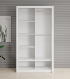 Blake - Kledingkast met spiegel - Wit - 120x62x215 cm