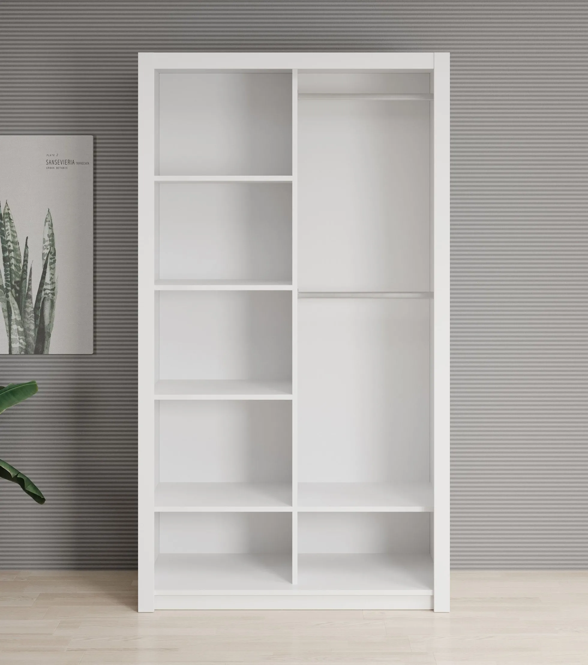 Blake - Kledingkast met spiegel - Wit - 120x62x215 cm